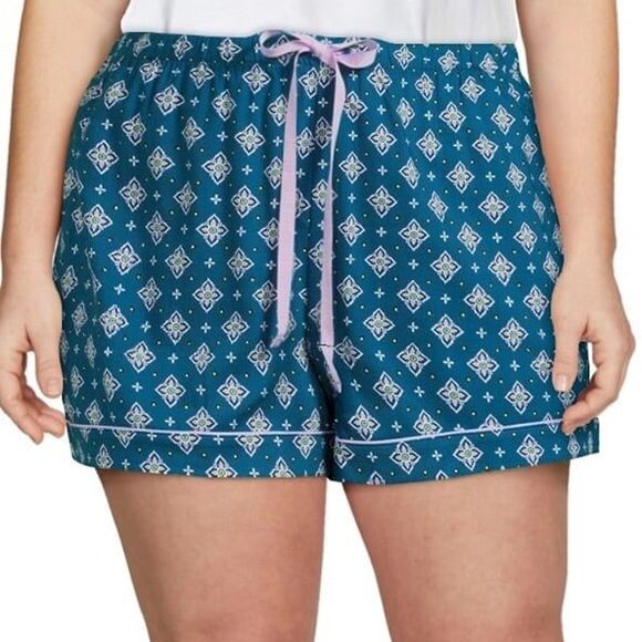 Joyspun Women's Plus 3X green Woven Sleep Shorts drawstring tie Ultra-soft Pull - Picture 1 of 4